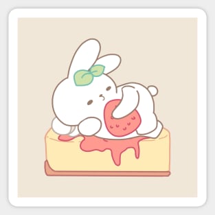 Adorable Bunny Lying on a Luscious Cheesecake Sticker